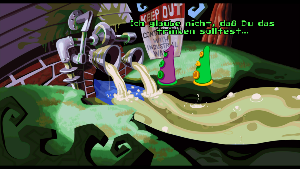 Screenshot aus dem Spiel Day of the Tentacle Remastered - Tentakel am Fluss